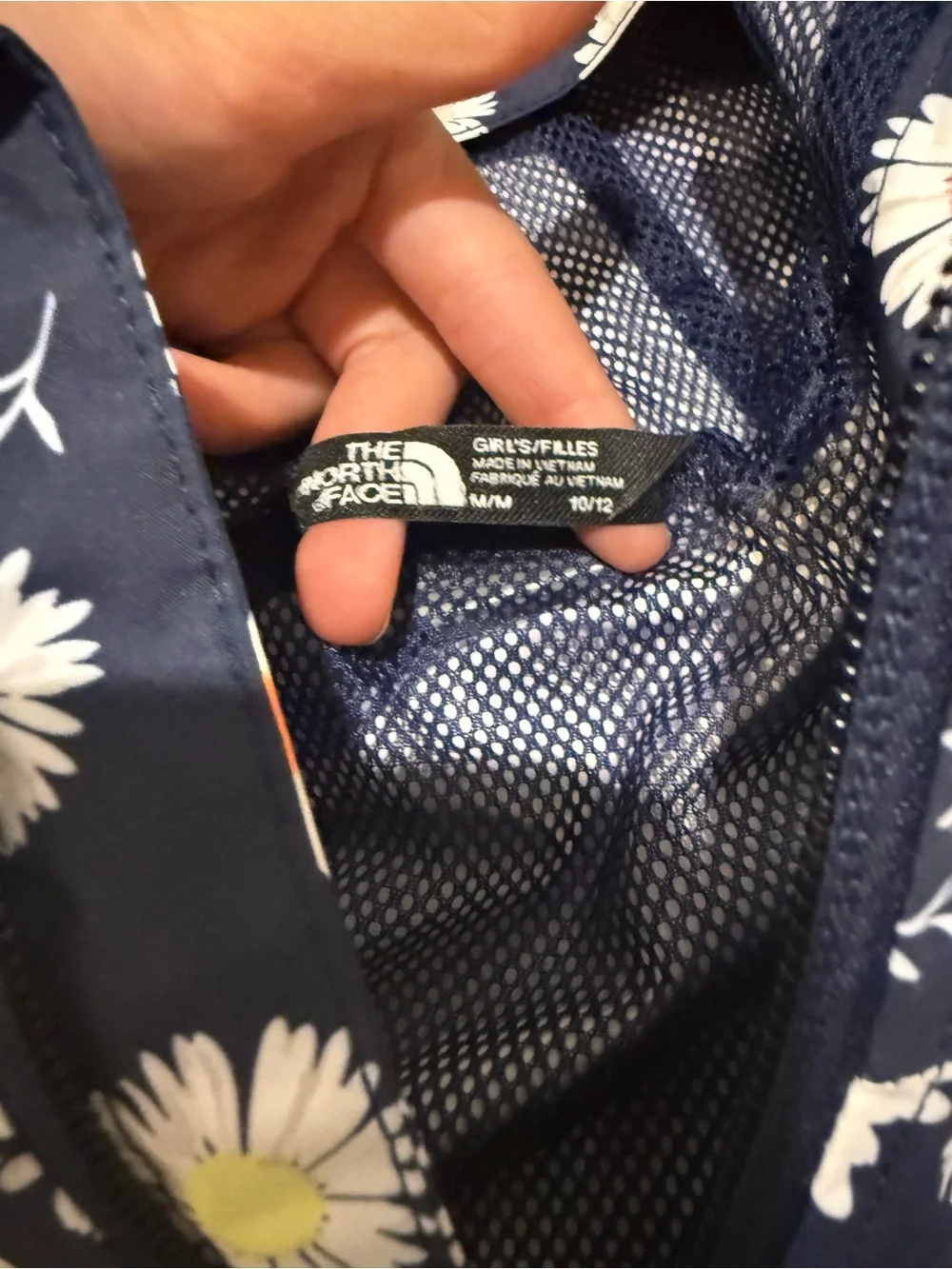 The North Face Girls' Navy Daisy Print Hooded Rain Jacket